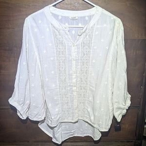 a.n.a Embroidered Top / Batwing Style Shirt